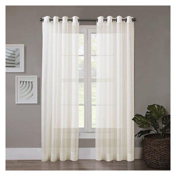 NEW Regal Home Grommet Top Sheer Single Curtain Panel Ivory Off White 50x95 - Picture 1 of 7